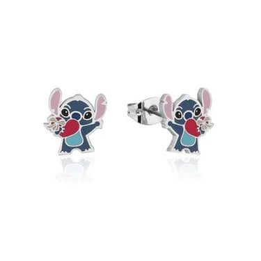 Techzone Geelong ECC Disney Lilo and Stitch Heart Enamel Stud Earrings